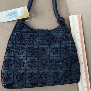 Vintage beaded evening bag in black